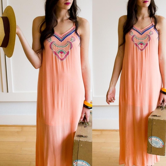 West 36 Dresses & Skirts - West 36th  BOHEMIAN PEACH MAXI
